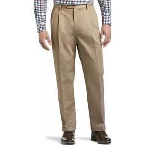 Jos A Bank Mens Pants 40x30 Windsor Classic Tailored Pleat 100% Cotton Chino NWT